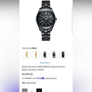 R32159152 Brand new authentic Rado women’s black ceramic  hyperchrome watch